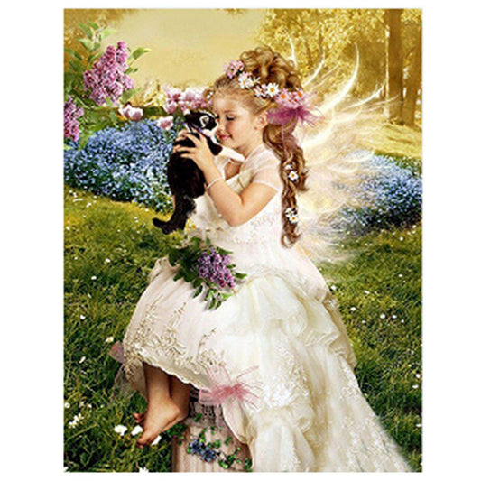 Angel with Her Kitten Paint by Diamonds