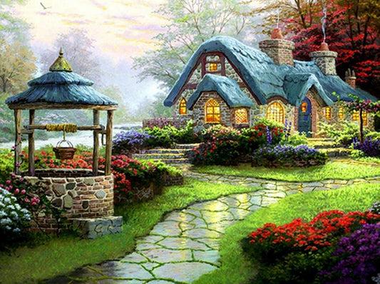 Water Well in Garden Paint by Diamonds