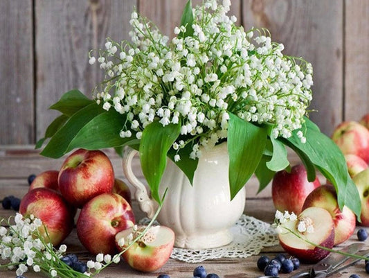 Blue Berries, Apples & Flower Vase Diamond Painting
